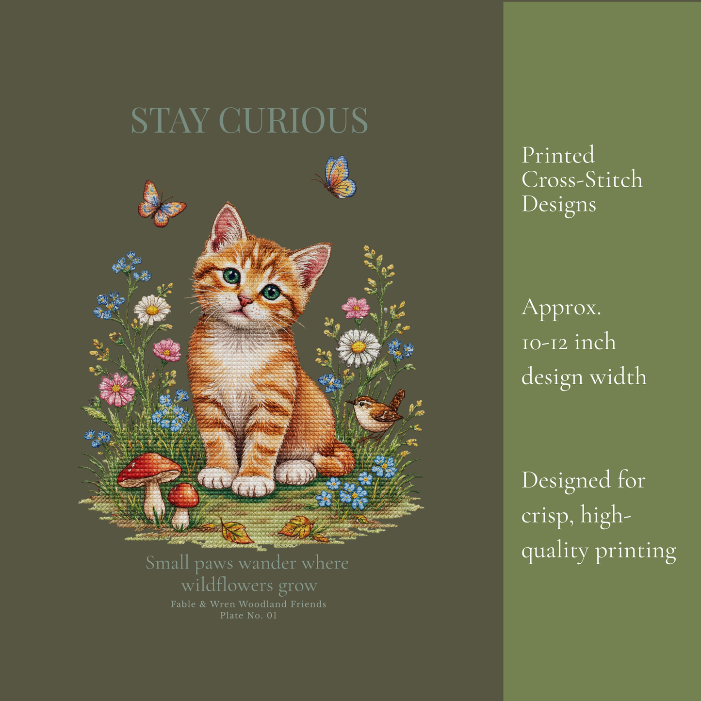 Stay Curious Kitten T-Shirt | Woodland Friends No. 01