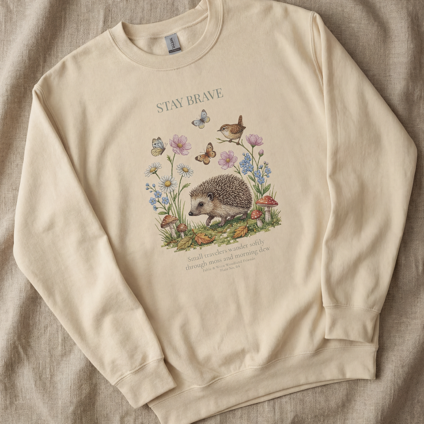 Stay Brave Hedgehog Crewneck Sweatshirt | Woodland Friends No. 04