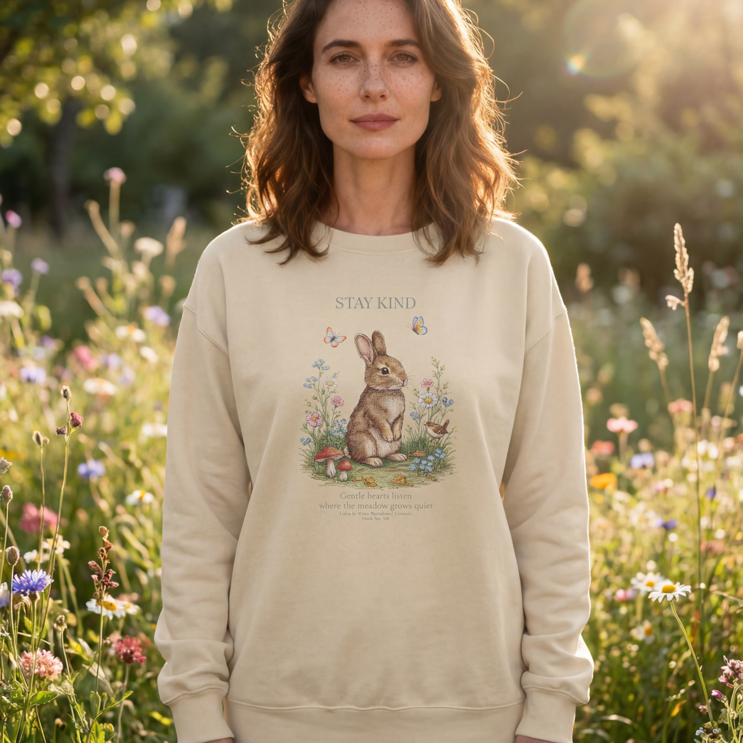 Stay Kind Bunny Crewneck Sweatshirt | Woodland Friends No. 02