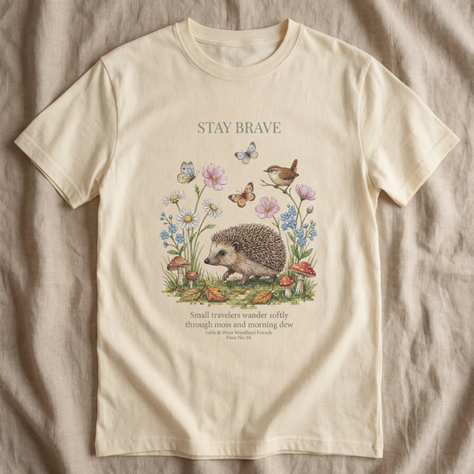 Stay Brave Hedgehog Shirt | Woodland Friends No. 04