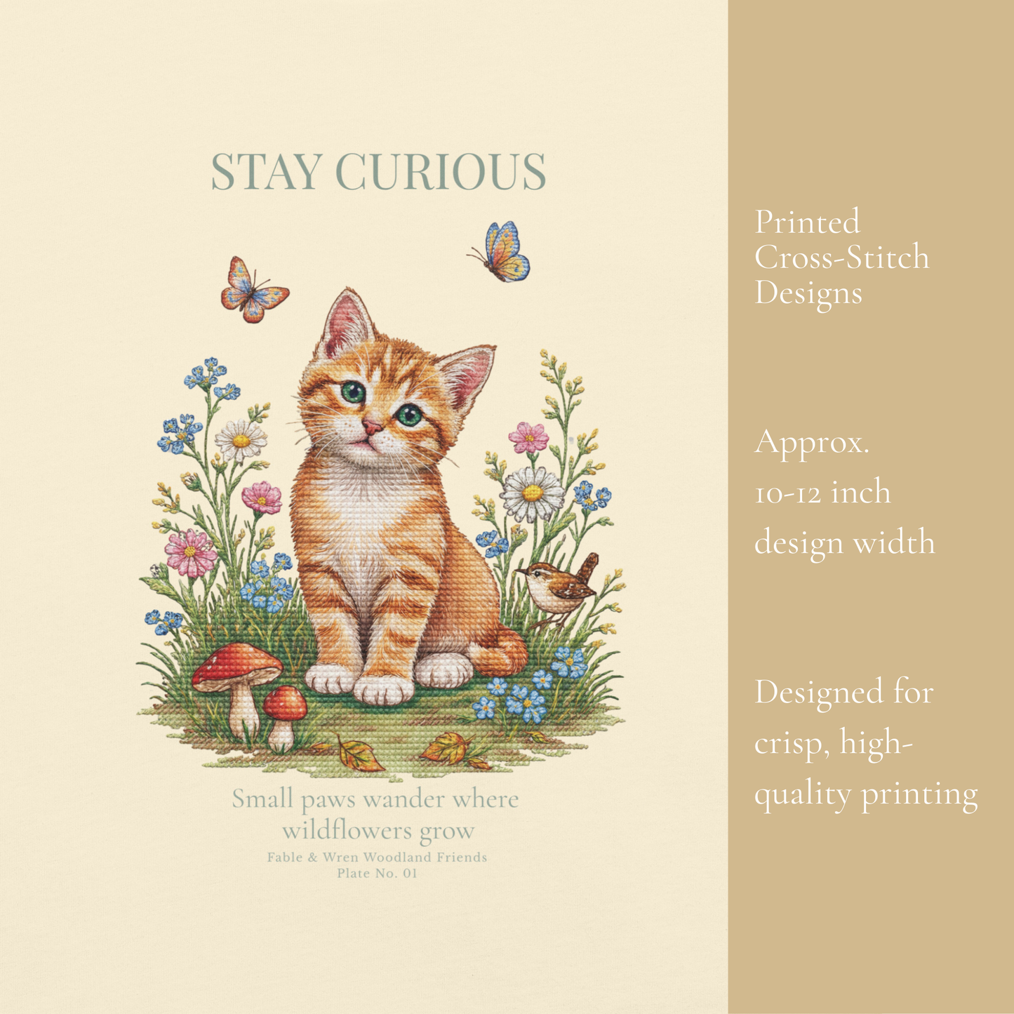 Stay Curious Kitten Crewneck Sweatshirt | Woodland Friends No. 01
