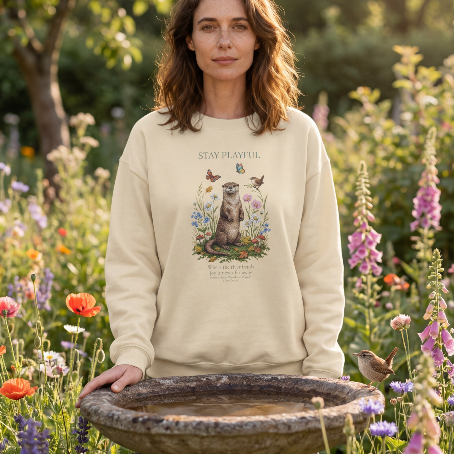Stay Playful Otter Crewneck Sweatshirt | Woodland Friends No. 03