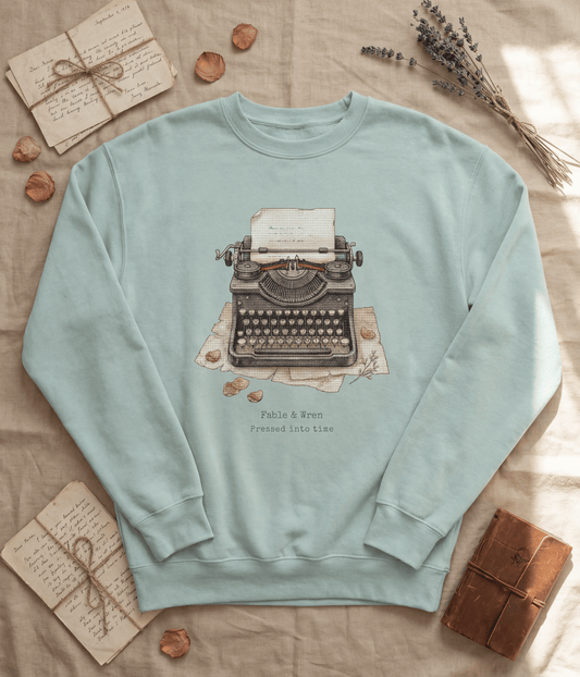 Pressed Into Time Typewriter Crewneck Sweatshirt | Messages from the Past No. 03