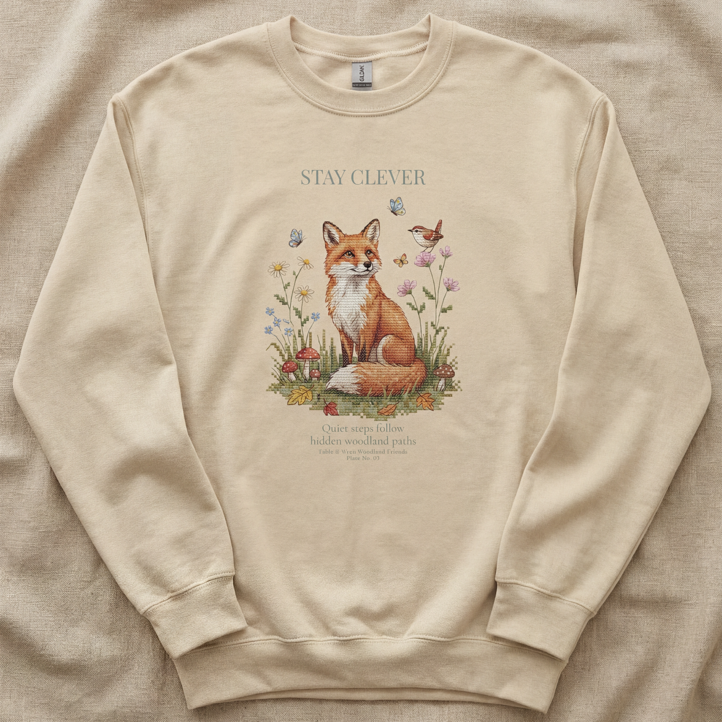 Stay Clever Fox Crewneck Sweatshirt | Woodland Friends No. 05