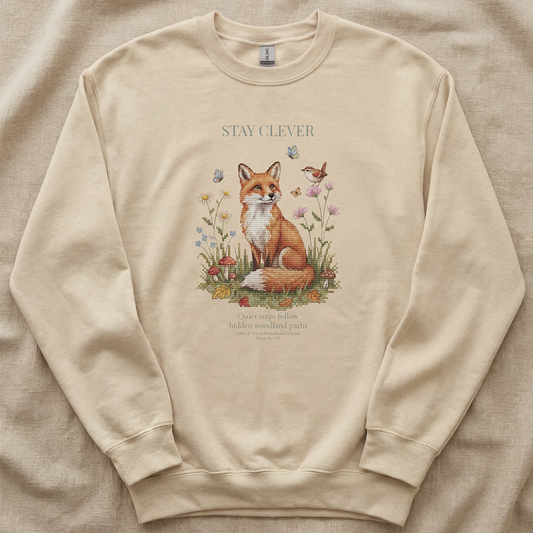Stay Clever Fox Crewneck Sweatshirt | Woodland Friends No. 05