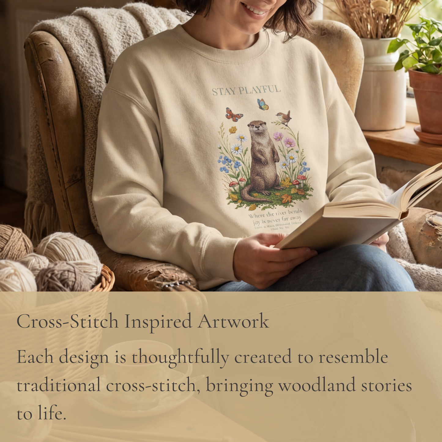 Stay Playful Otter Crewneck Sweatshirt | Woodland Friends No. 03
