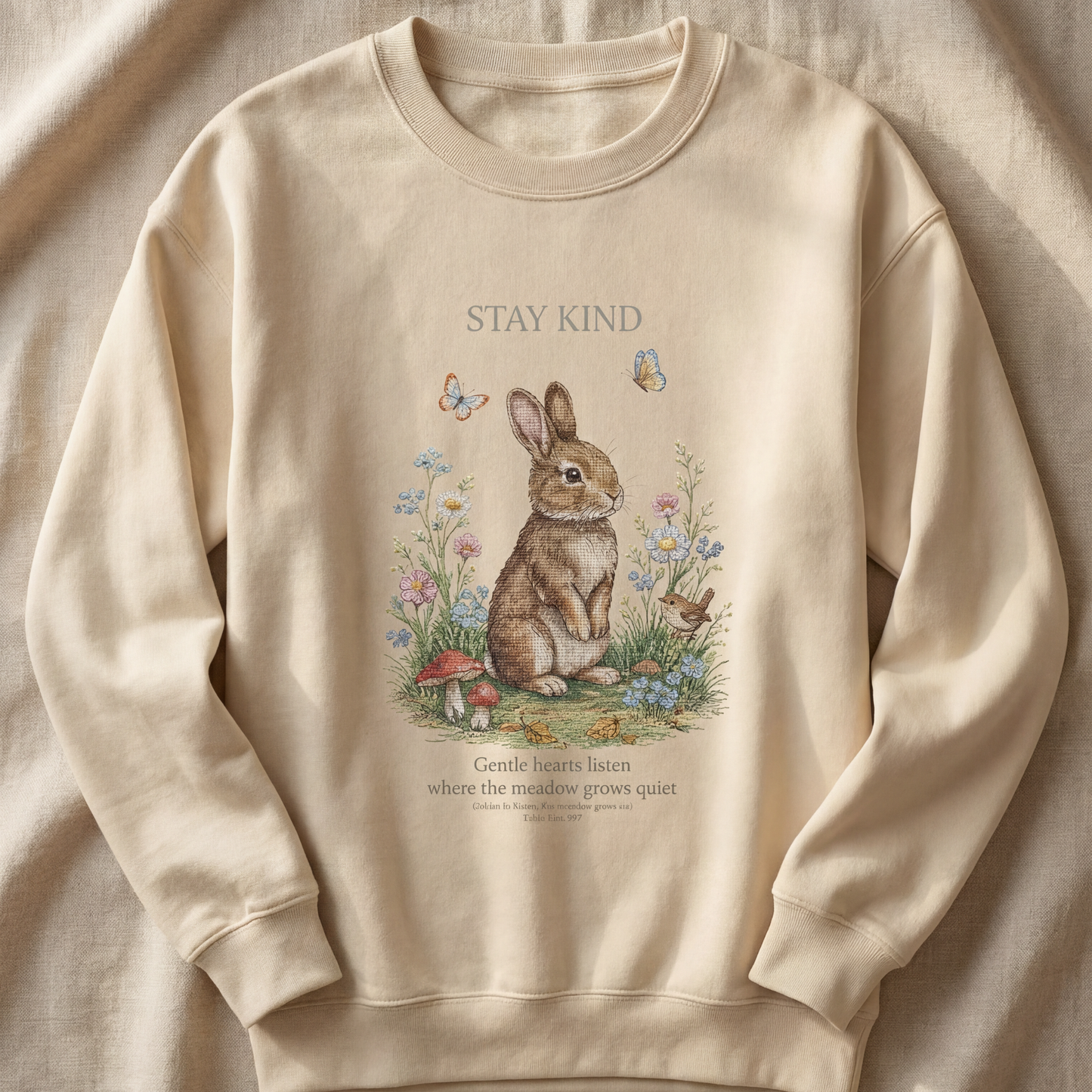 Stay Kind Bunny Crewneck Sweatshirt | Woodland Friends No. 02