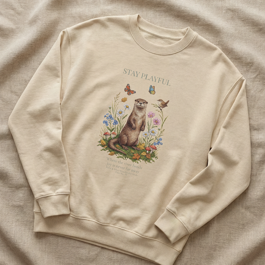 Stay Playful Otter Crewneck Sweatshirt | Woodland Friends No. 03